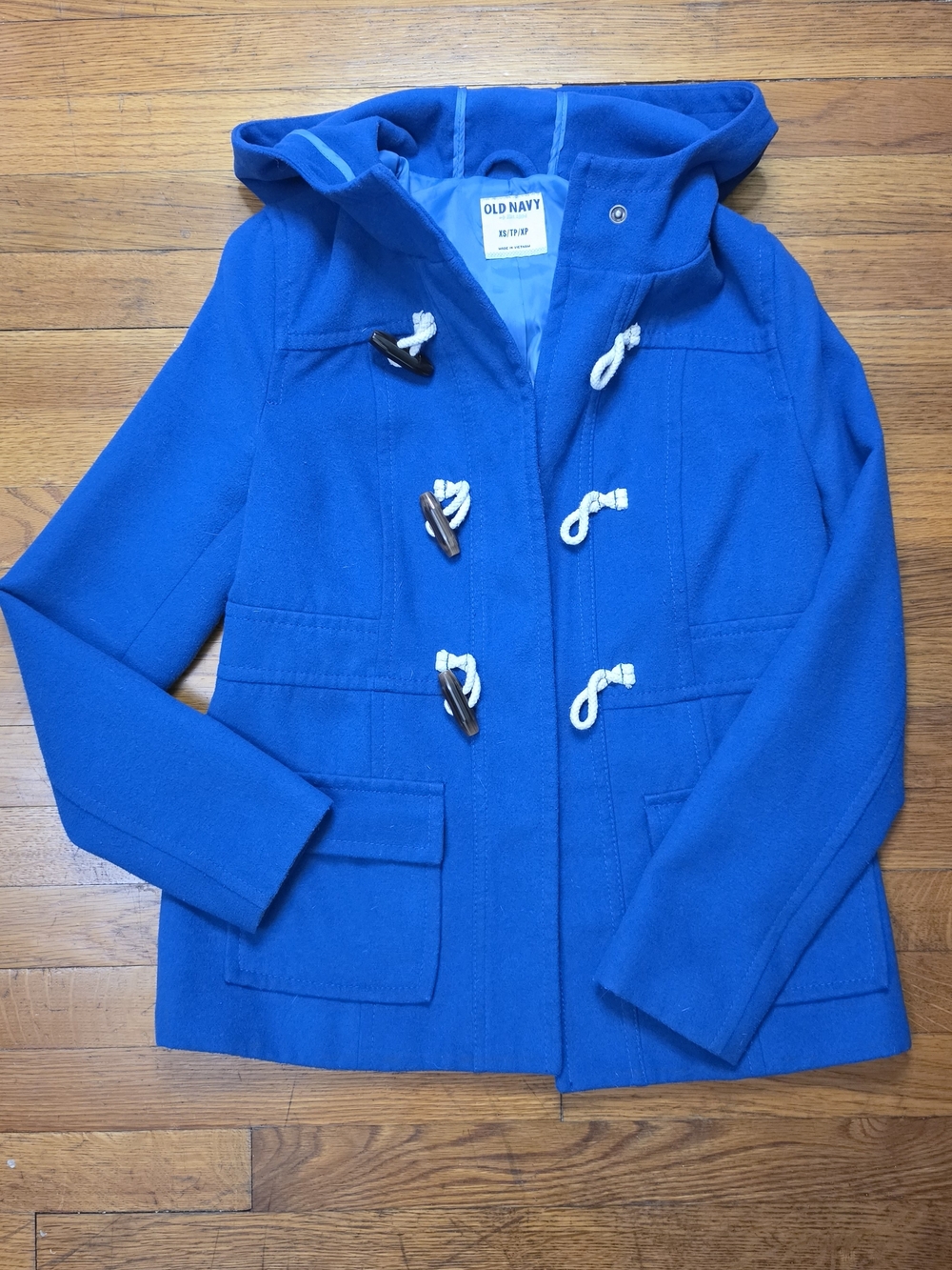 Royal Blue Hooded Toggle Coat